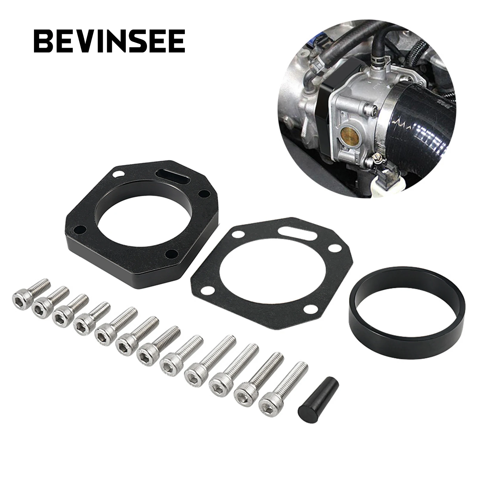 

BEVINSEE Aluminum Dual Throttle Body Adapter To RBC/RRC/RBB for Honda Civic Si Integra Type R K20A K24 K20Z1 K20A1 K20A3 Engine