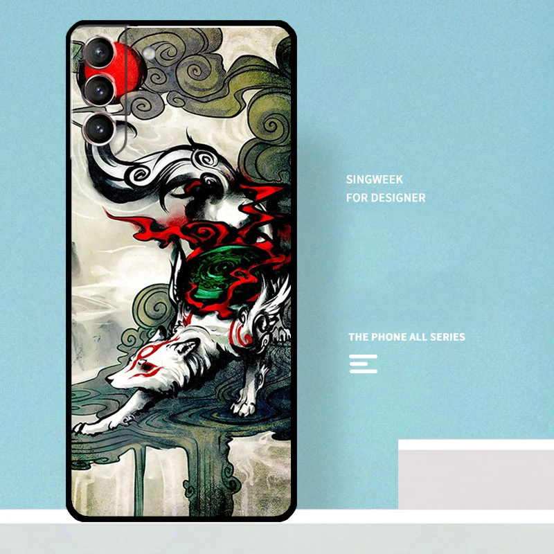 Okami Wolf Case For Samsung Galaxy S23 S24 Ultra S22 S21 Plus Note 10 Note 20 S9 S10 S20 S21 FE Cover