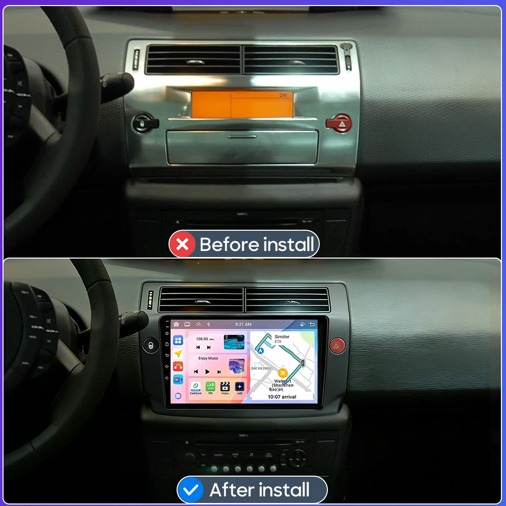 Android 16 For Citroen C4 C Triomphe Quatre 2004 - 2014 Car Radio Video Multimedia Player Carplay Auto Wifi Navigation GPS 2din