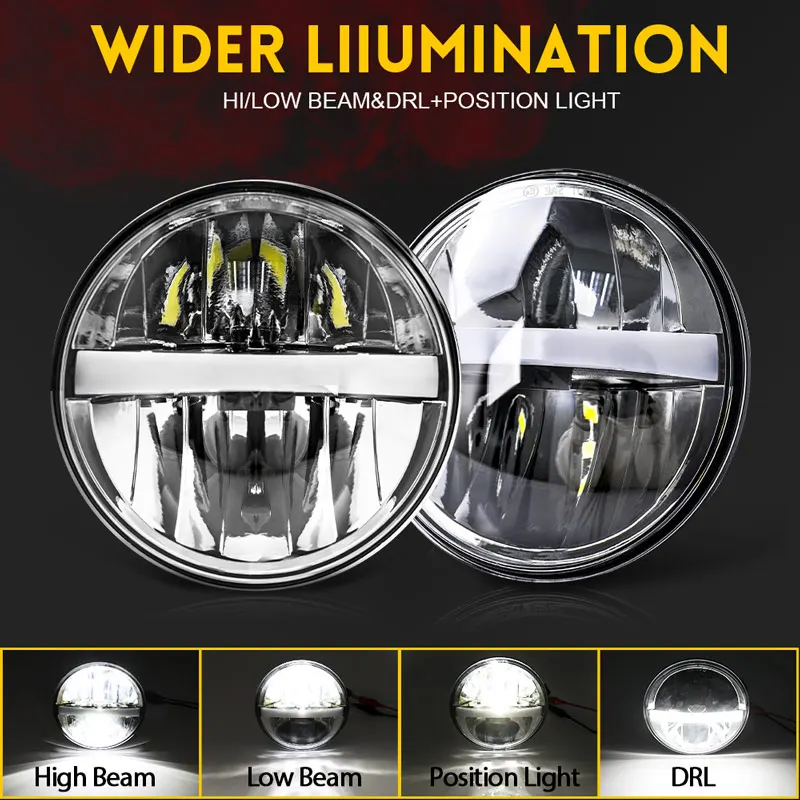 Newest 5.75 inch Motorcycle LED Headlight High/Low Beam White Light DRL Super Bright 5 3/4