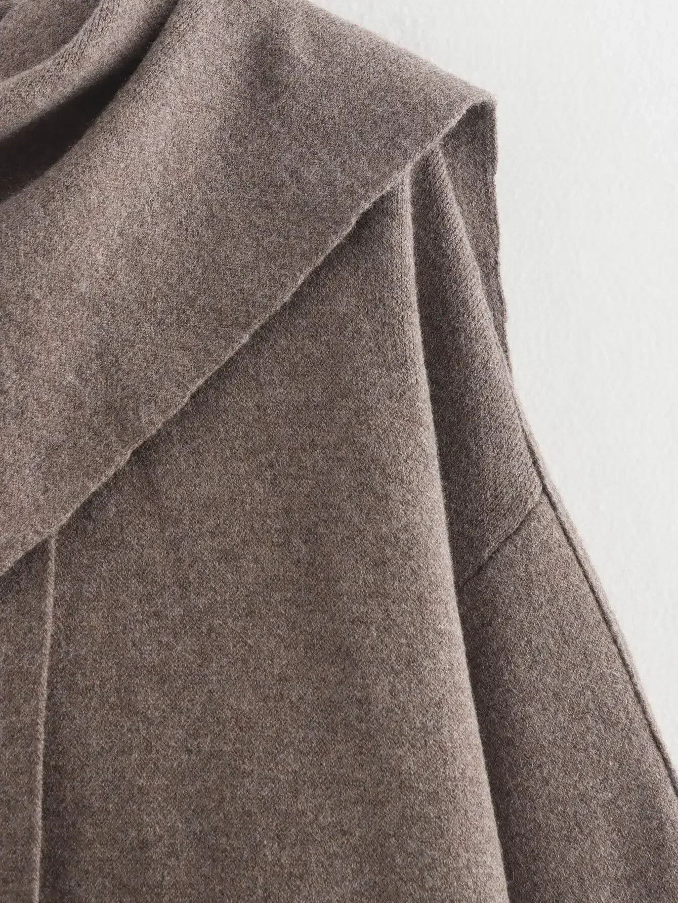 PRINTKAOIR Damen Herbst Winter Jacke Frauen Casual Pendler Mantel Gestrickte Lose Übergroßen Mantel Asymmetrische Split Chic Schal Jacke – Detail 2