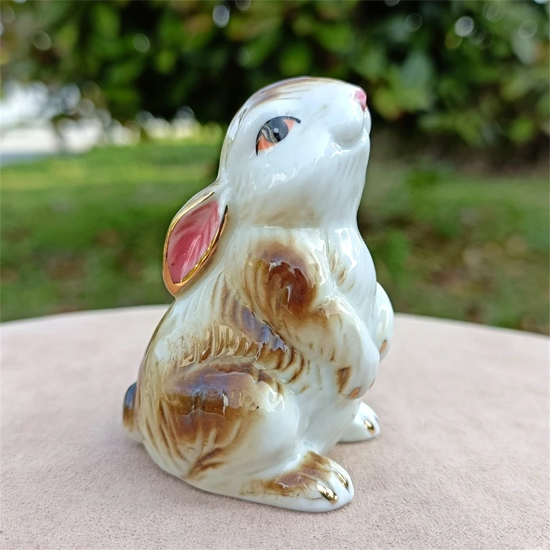 Porcelain Baby Rabbit Miniature Ceramic Amusement Hare Figurine Micro Landscape Decor Fairy Garden Ornament Craft Accessories