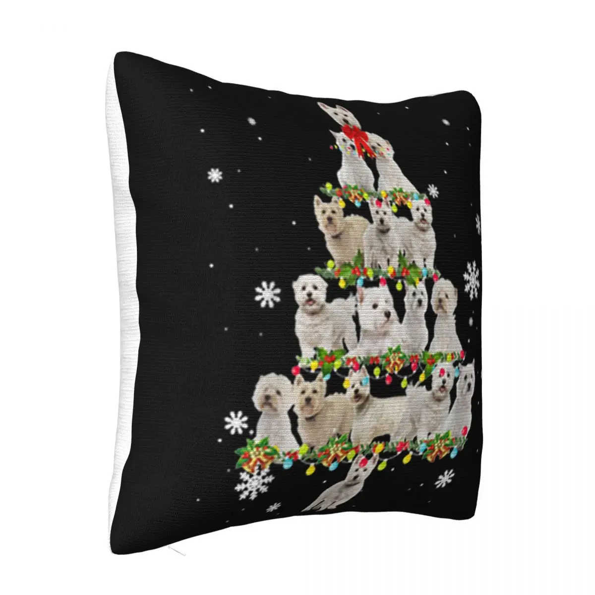 Pretty West Highland White Terrier Christmas Tree Lights Funny Xmas 2021 Latest Pillow Case