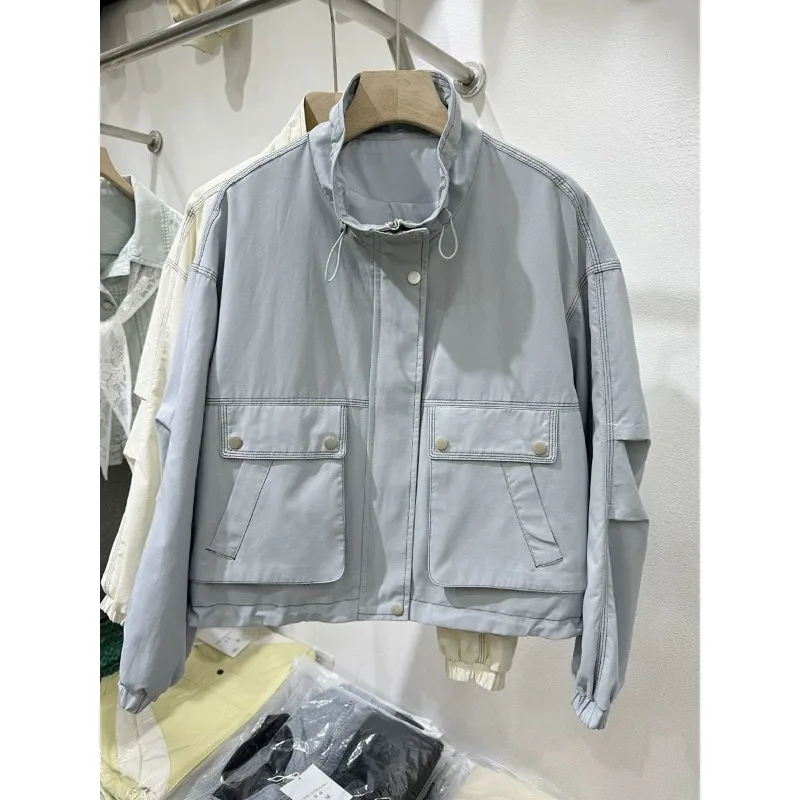 2025 الخريف نمط جديد الوقوف طوق موضة سترة العمل غير رسمية المرأة الكورية نمط فضفاض تنوعا سترة غير رسمية العصرية