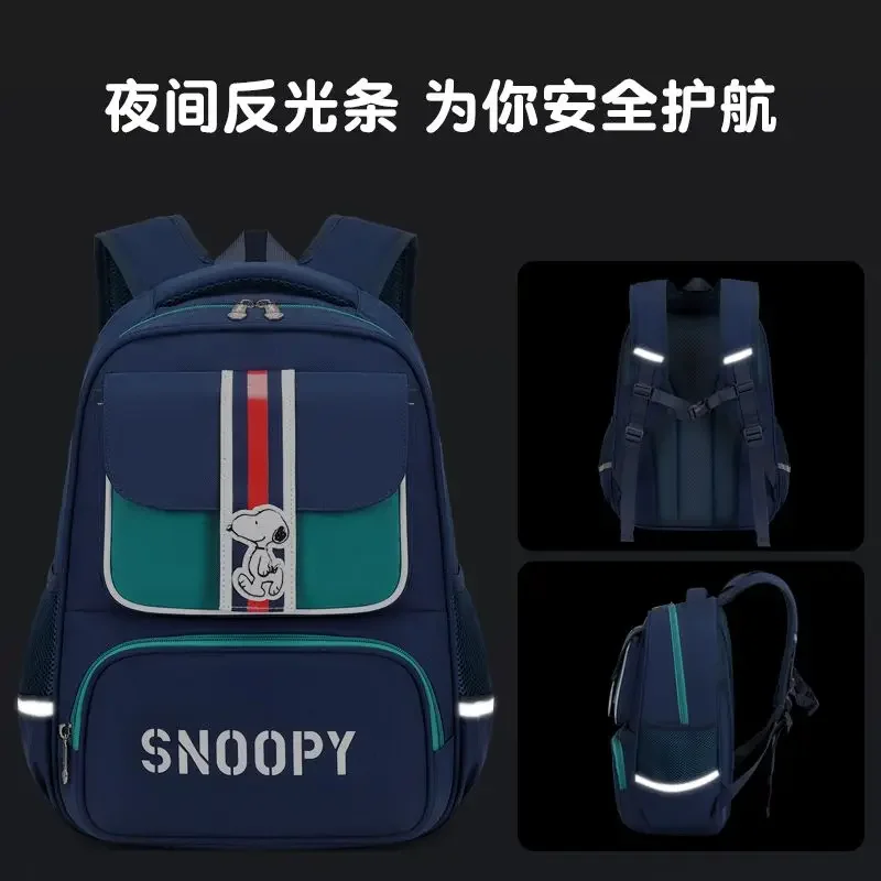 Snoopy mochila de protección para la columna vertebral para niños y niñas, patrón de dibujos animados dulce y lindo, transpirable y ligero, reducción de peso