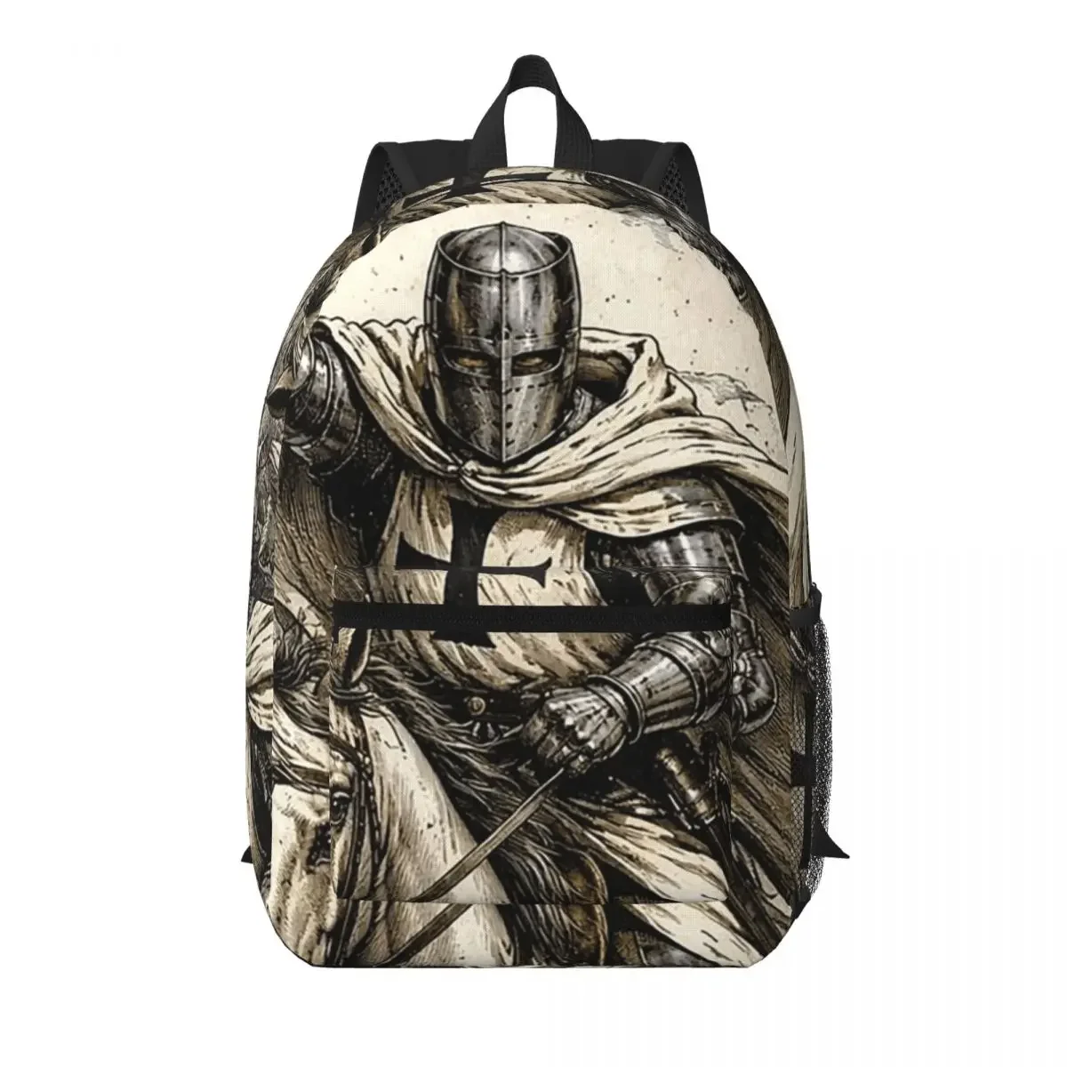 Medieval Knight Vintage Watercolor Art Student Backpack School Bag Hiking Travel Daypack for Boys Girls Bookbag Shoulder Bags