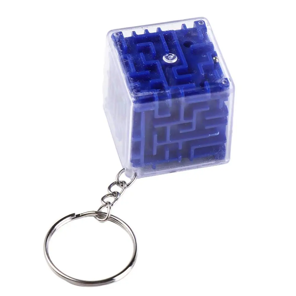 Intelligence 3D Maze Keychain Puzzle Six-sided Maze Keyring Balance Training 3cm Rolling Ball keychain Party Favors