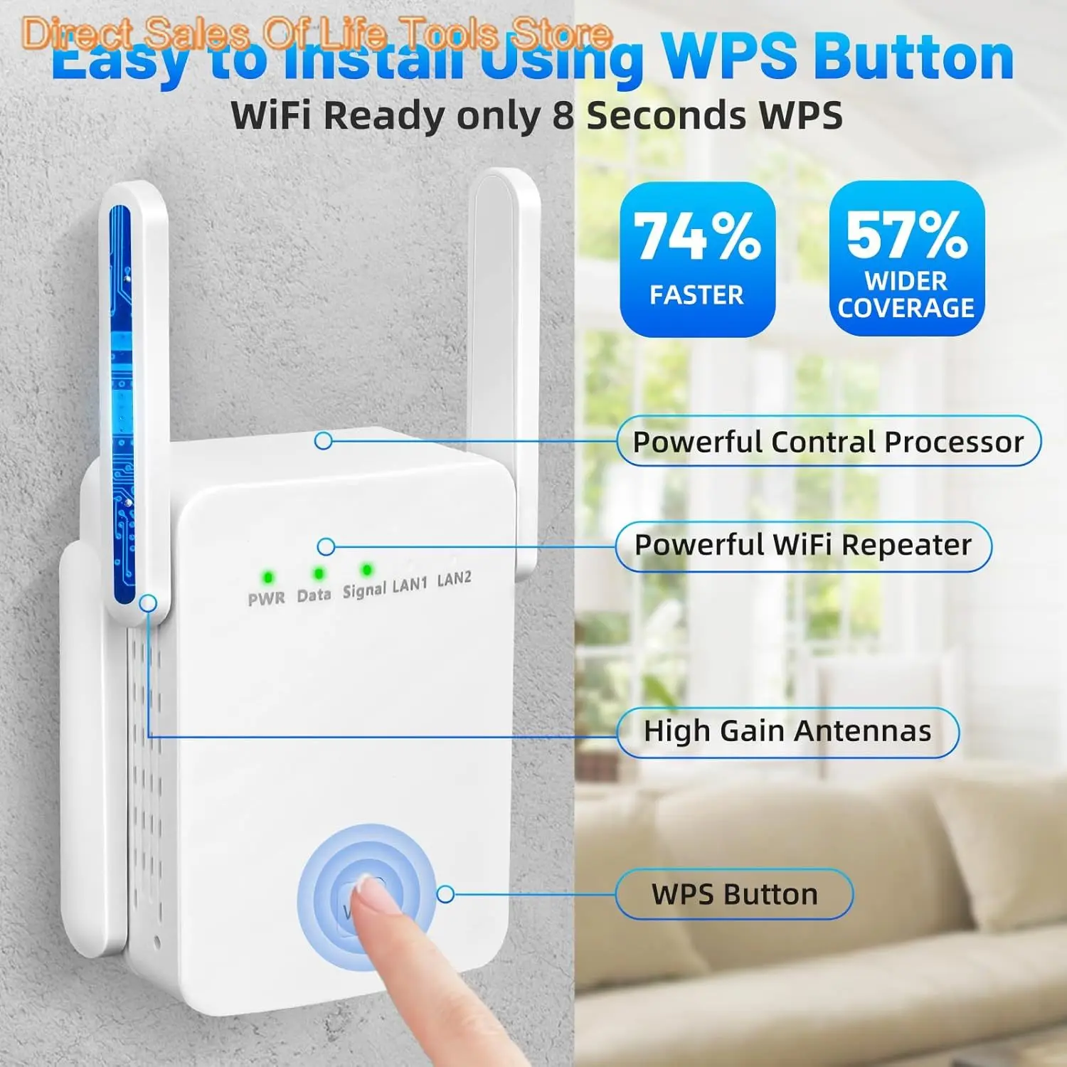 Le plus récent répéteur WiFi 1200Mbps 5Ghz AC1200 amplificateur d'extension WiFi 2.4G/5GHz amplificateur de Signal Wi-Fi Point d'accès réseau longue portée