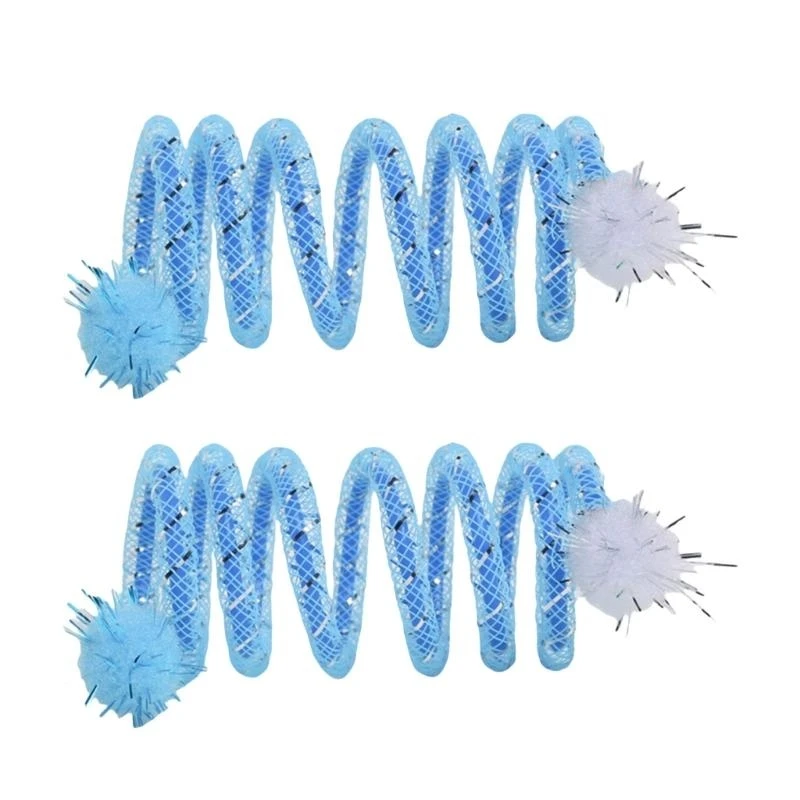 

2Pcs Flexible Funny Spring Tube Toy with Plush Ball for Cats Kitten Play Toy