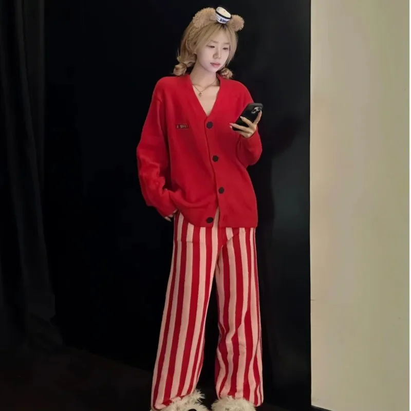 

Милый и милый комплект с длинными брюками из флиса с кошачьим принтом для женщин, осенне-зимний комплект домашней одежды на утолщенной флисовой подкладке