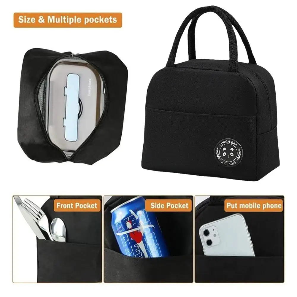 Insulated Lunch Bag Fresh Cooler Bag Thermal Bags Portable Lunch Box Ice Pack Tote Food Zipper Camping Picnic Bag Large Capacity