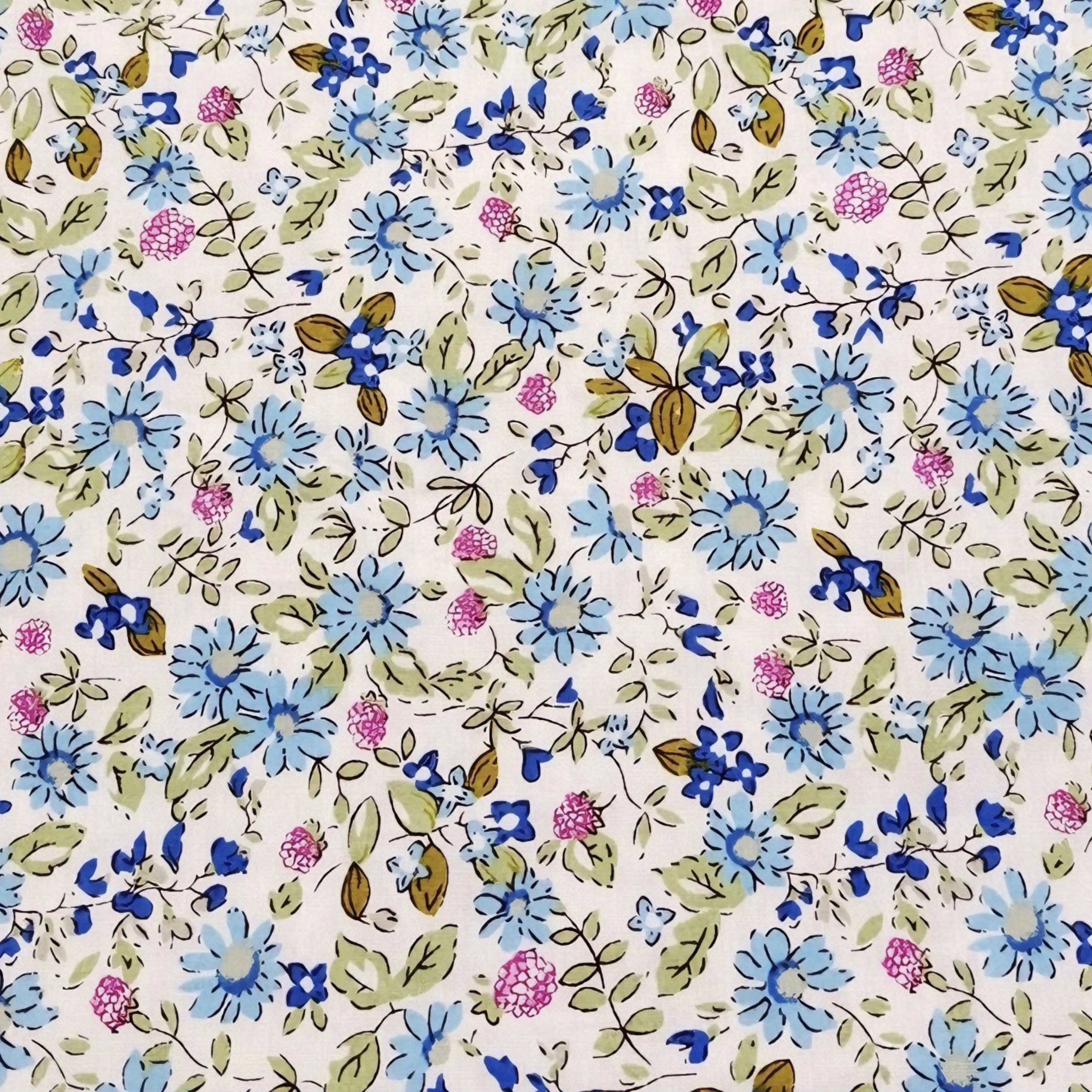 0.5m/1m Vintage Floral Printed Cotton Fabric Multiple Colors Flower Pattern Textile for Dress Making Quilting Home Decor Fabric