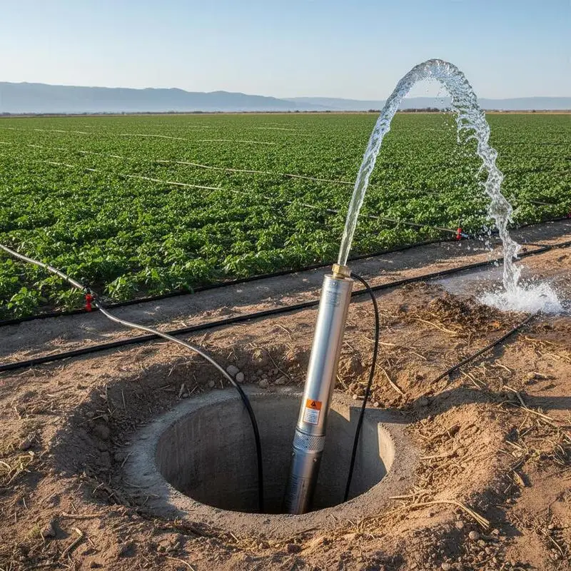 Tauchpumpe für Tiefbrunnen, 750 W, 230 V, Edelstahl-Wasserpumpe, Förderleistung 100 L/min, Förderhöhe 75 m, mit 20 m Kabel, Schutzart IP68, für Haus, industrielle Bewässerung