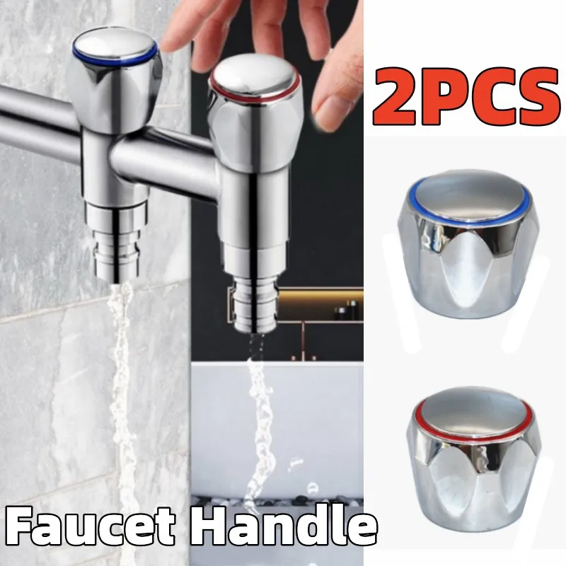 2PCS Hot Cold Faucet Handle Knob Universal Tap Top Head Cover Sink Grips Switch Kitchen Bathroom Faucet Replacement Accessories