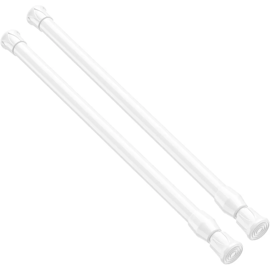 

2 шт. пружинный натяжной стержень, регулируемый, 1728 дюймов, без сверления, белый, маленький натяжной стержень, идеально подходит для шкафчиков для маленьких окон, KitchenWardro