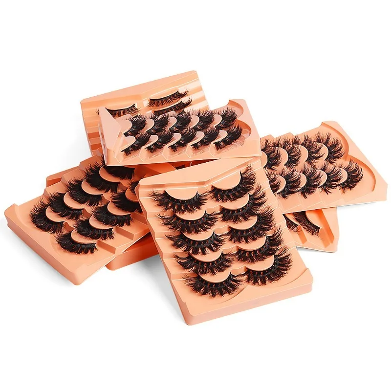 Cílios Reutilizáveis Vison Falso, Natural Eye Lashes Extension Kit, Cílios Falsos Fofos, 5 Pares