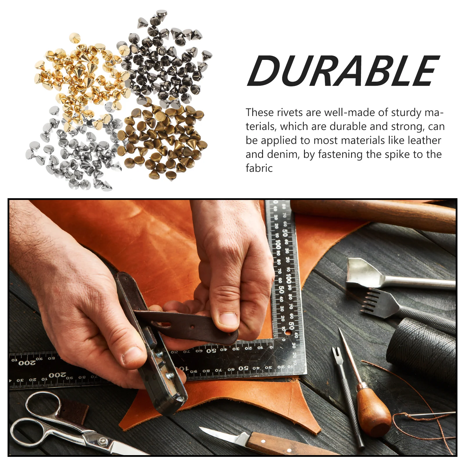 

200Pcs Rivets for Clothing Metal Punk Studs Cone Spikes DIY Accessories Bags Spikes for Clothing