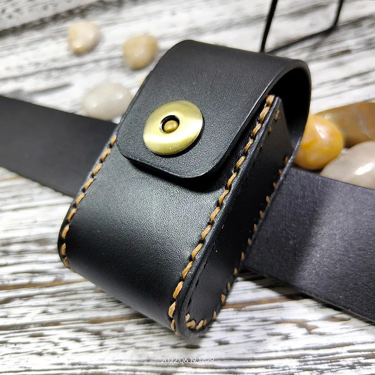 Blongk Leather Folding Glasses Box Belt Pack Cowhide Hand-made Foldable Glasses Case Small Waist Bag Men Women PD-ZD