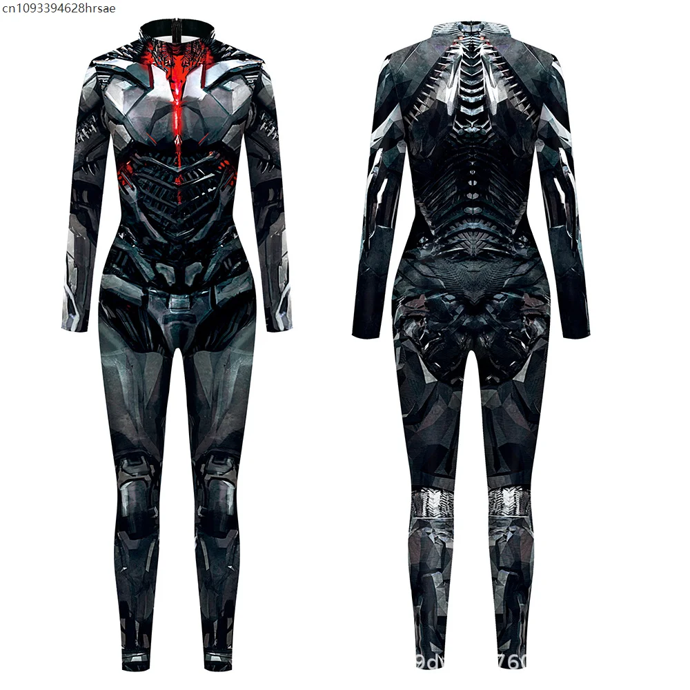 2025 Mechanical Cyber Armor Men Women Superhero Cosplay Jumpsuit Costumes Zentai Bodysuit Halloween Party Dress