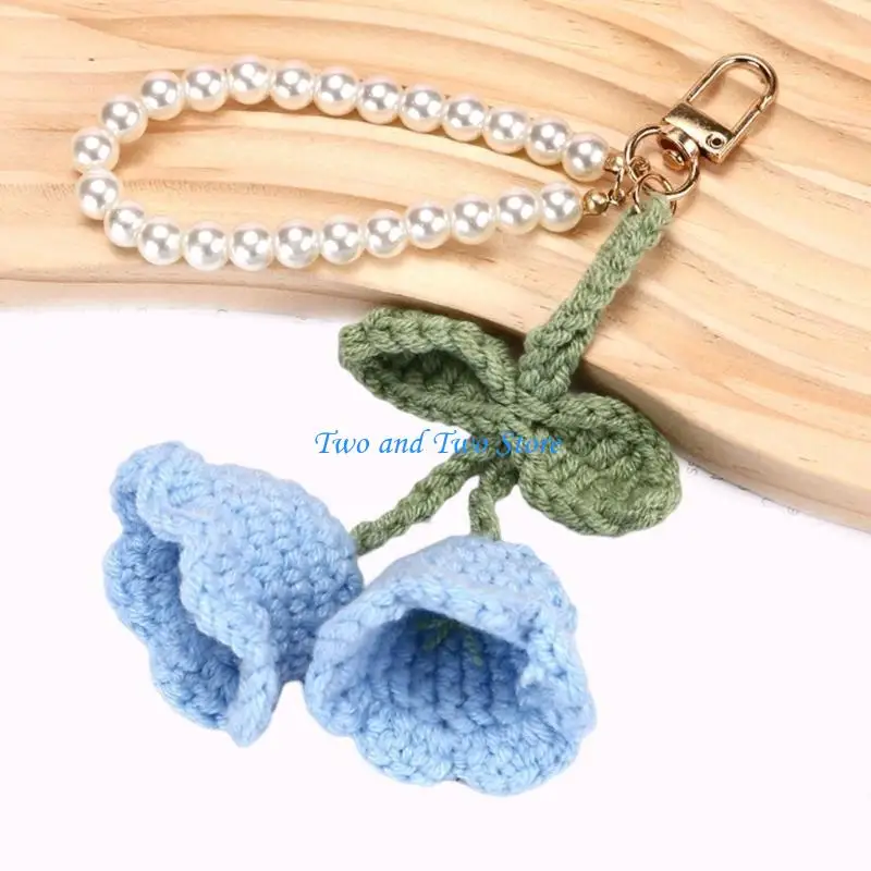 HX6F Handmade Knitted Flower Pendant Fashionable and Bag Decors Yarn Texture Present for Fashionable Accessory Lovers