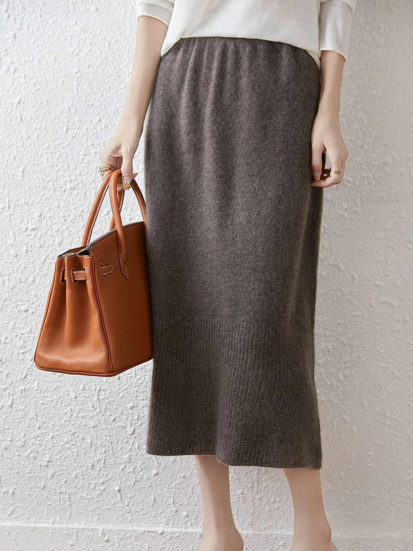 100% Merino Wool Women's High Waisted Hollow Hook Flower Atumn Winter Thick Casual Fashion Cashmere Knitted Skirt