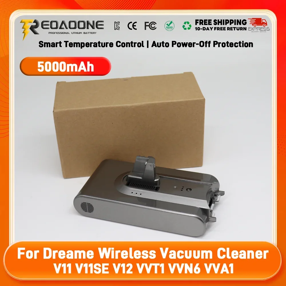 25.2V 5000mAh replacement battery For Dreame V11 V11SE V12 VVT1 VVN6 VVA1 Wireless Vacuum Cleaner 18650 Battery Pack BMS
