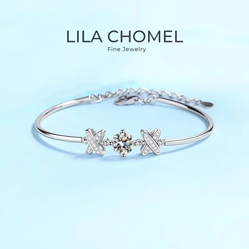

Classic 18K White Gold Bracelets Daughter 1ct Moissanite Diamond Girlfriend Birthday Gift Wedding Jewelry Women Valentine's Day