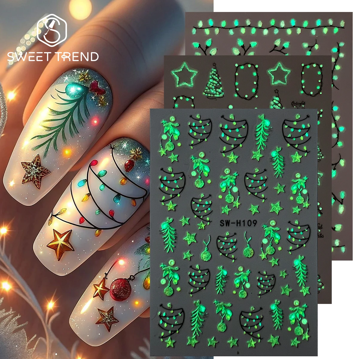 Nail Art Trend 2026 - 3 pezzi di adesivi luminosi per