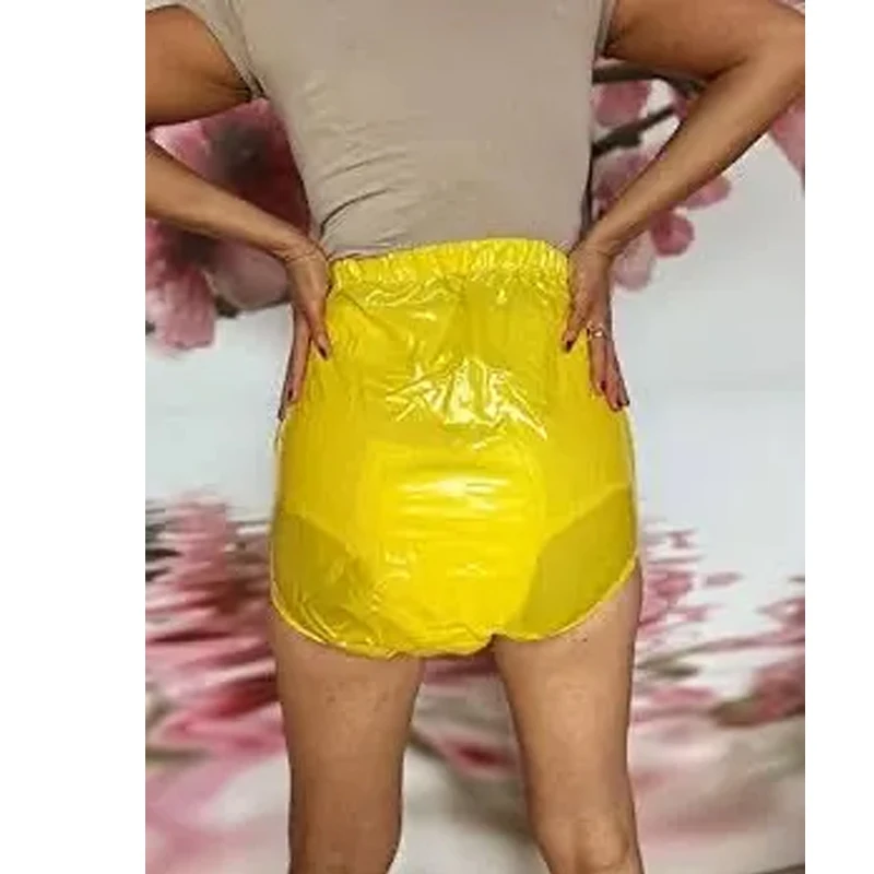 

ПВХ толстые пластиковые трусы унисекс с высокой талией водонепроницаемые ABDL свободные мягкие трусы-подгузники трусики для недержания