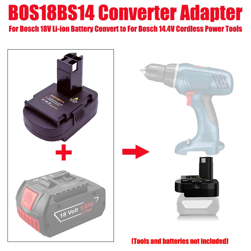 

BOS18BS14 Battery Adapter Converter for Bosch 18V Li-ion Batteries Compatible with For Bosch 14.4V Li-ion Battery Power Tools