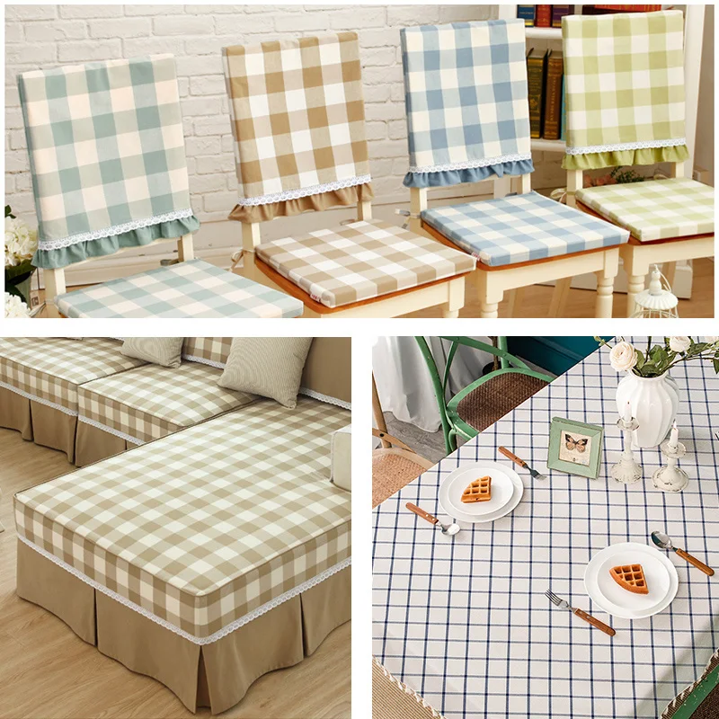 50*145cm Cotton Linen Plaid Fabric Curtain Tablecloth Cushion Sewing Fabric DIY Handmade Cloth