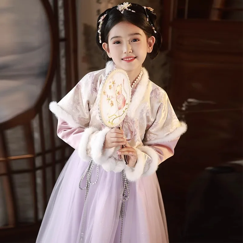 Vintage tradicional chinês crianças tang terno hanfu vestido meninas aniversário presente de natal chinês festivo crianças roupas de ano novo