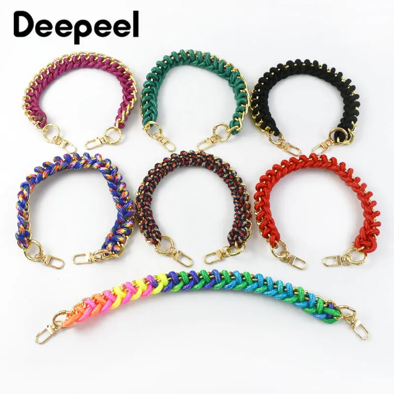 1Pc Deepeel 2*40cm Colored Women\'s Woven Bag Strap Metal Buckle Chain Purse Handbag Shoulder Straps DIY Bags Accessories