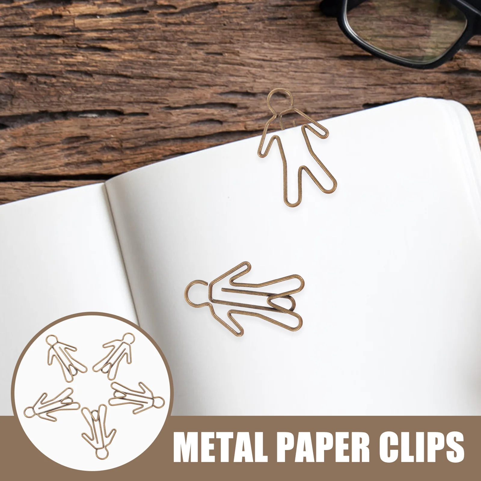 20pcs Small Human-Shaped Paper Clips Cute Mini Metal Document Clamps For Office School File Organization Creative Book Reading