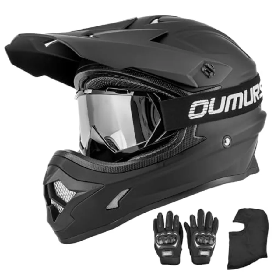 

Off-Road Motocross Helmet for Unisex-Adult: ABS Shell Matte Black Quick-Release Buckle Adjustable Sun Visor