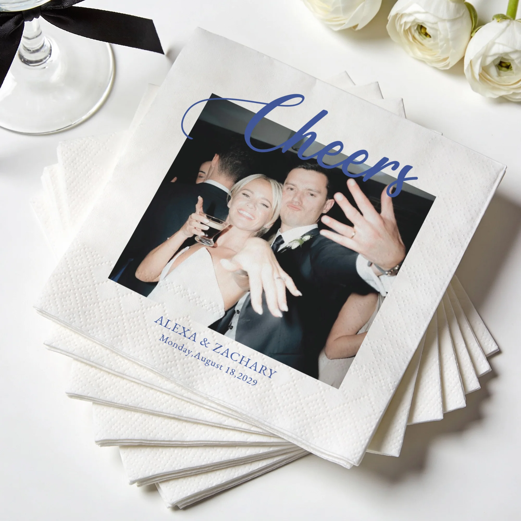 Custom Napkins 3 Ply Personalized Cocktail Napkins Photo Disposable Paper Napkins For Birthday Anniversary Party Decoration - view 2