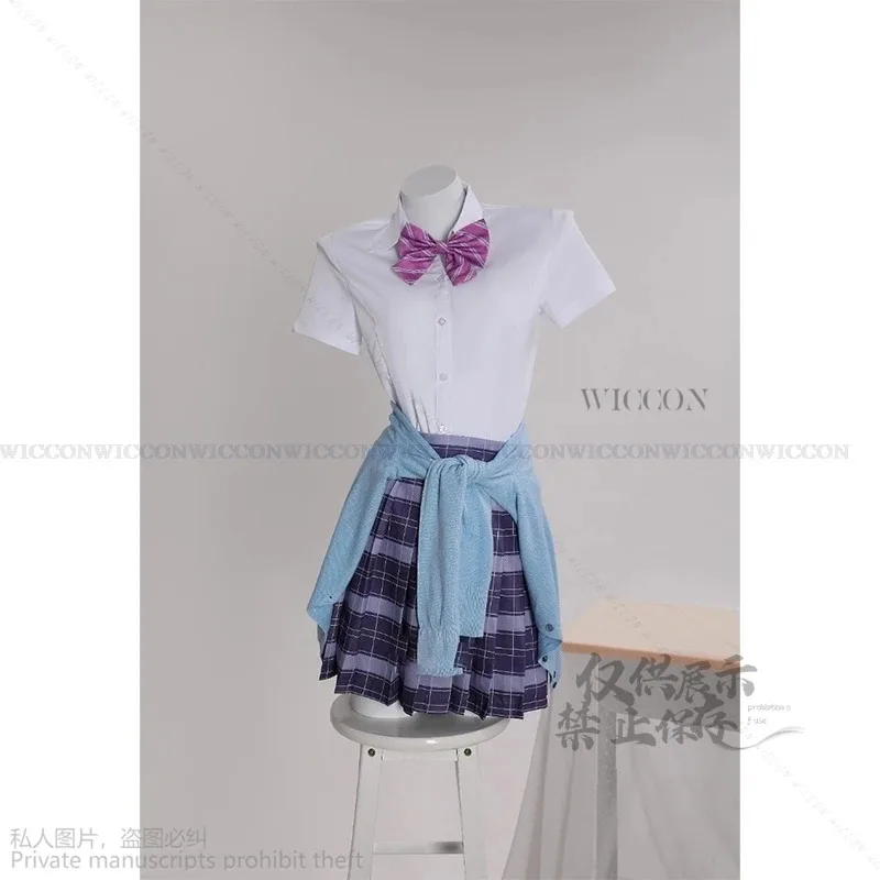 qq023Anime Our Dating Story Experienced You And The Inexperienced Me Runa Shirakawa Cosplay Costume JK School Uniform Cos Wi