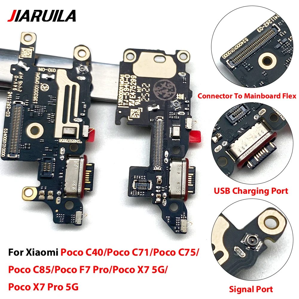 For Xiaomi Poco C61 C40 C71 C75 C85 F7 Pro X7 Pro 5G USB Charging Port Microphone Dock Connector Board Flex Cable Repair Parts