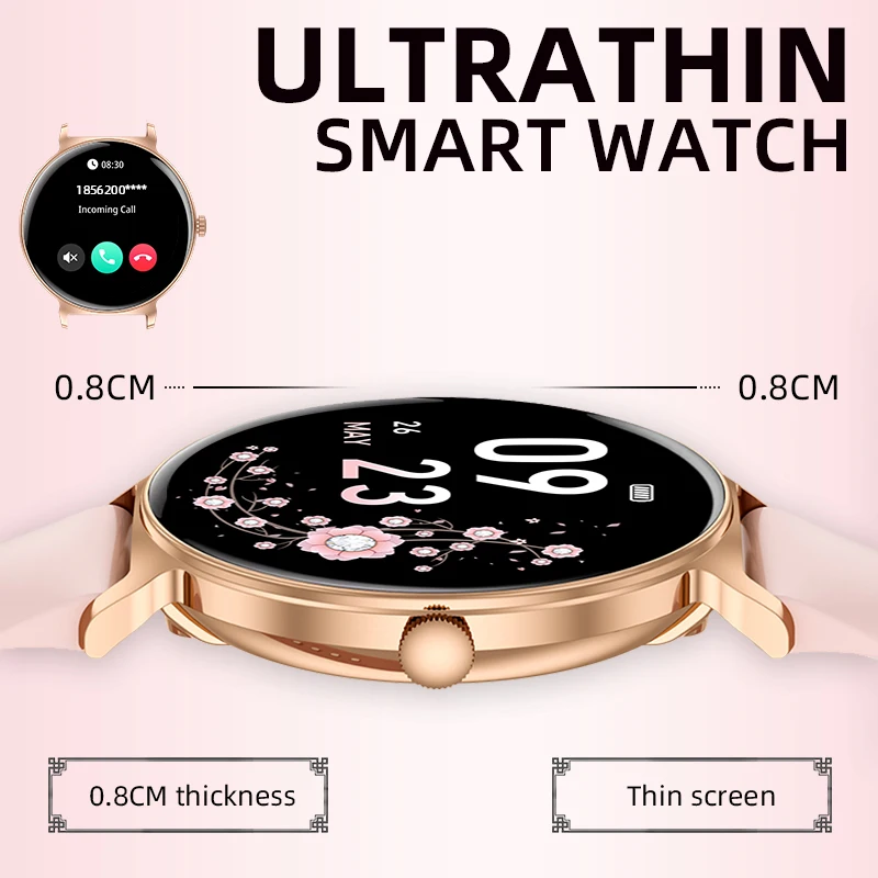 

LIGE Ultra-thin Smart Watch Women Health Tracking Watches Full Touch Screen Bluetooth Call IP68 Waterproof Sports Smartwatch New