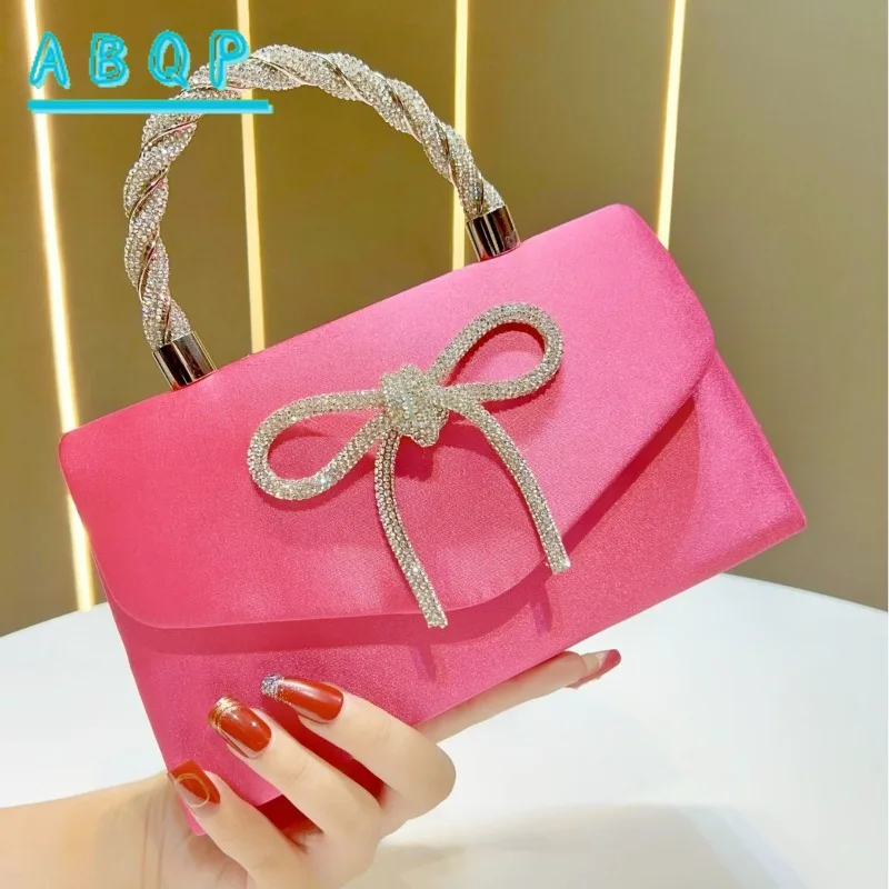 New Evening Handbag Luxury Brand Diamond Sparkling Dinner Party Women's Handbag Bow Sparkling Women's Shoulder Crossbody Bag
