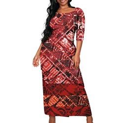 Cheap fiji Puletasi Tapa Designs Dress Samoan Two-Piece Islandzed Women's Church Traditional Clothing