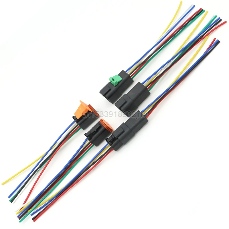 1Set  Black DT Enhanced Seal Waterproof Auto Connector With 16cm Wiring 2/3/4/6/8/12 Pin Male Female Plug Socket For Automobile