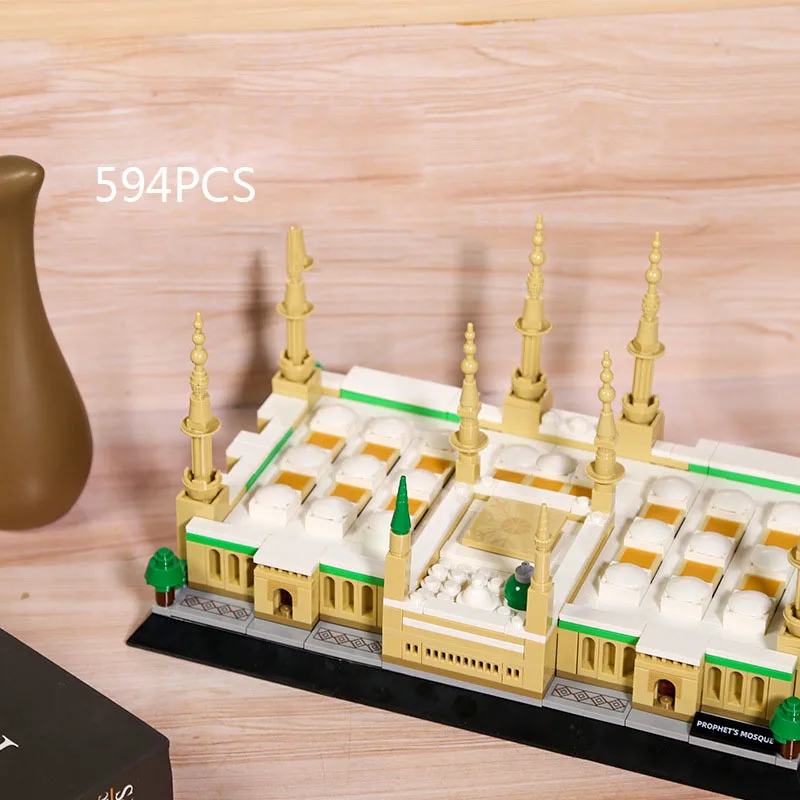 Arquitetura famosa islâmica al-masjid al-nuwi bloco de construção masjidal-madinah arábia saudita modelo define brinquedos de tijolo para presente