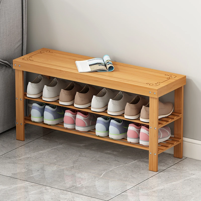 

Modern Shoe Cabinets Entryway Storage Bench Wooden Space Saving Shoe Rack Minimalist Design Armoires De Salon Bamboo Furniture