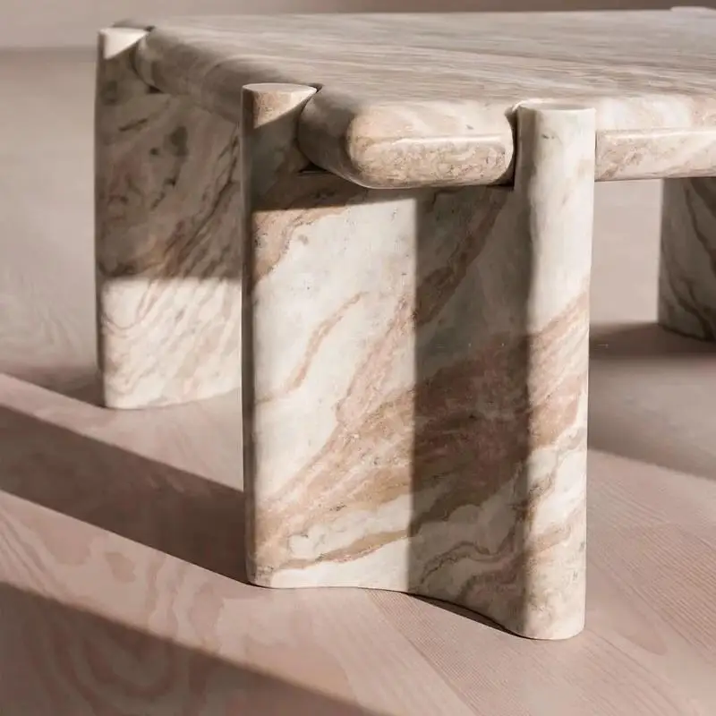 Modern Minimalist Marble Coffee Table, Creative Luxury Design Natural Stone, Heat & Scratch Resistant, Customizable