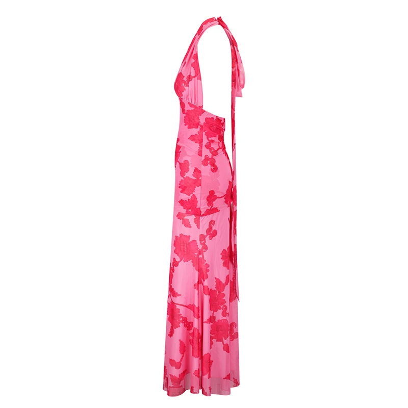 Frühling Sommer Neue Boho Damen Cami-Kleider Mode Schulterfreie Ärmellose Bedruckte Reißverschluss Damen Cami Sexy Maxi-Kleider Bekleidung – Detail 12