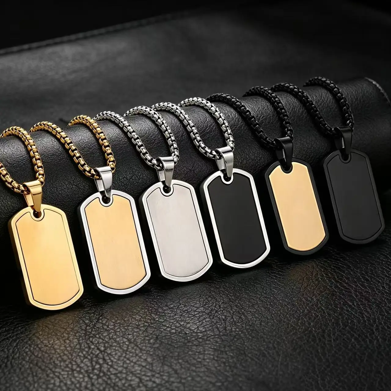 HNSP Militär-Hundemarken-Anhänger-Kettenhalskette für Männer, 316L Edelstahl, wasserdicht, Schmuckzubehör, Geschenk – Detail 1