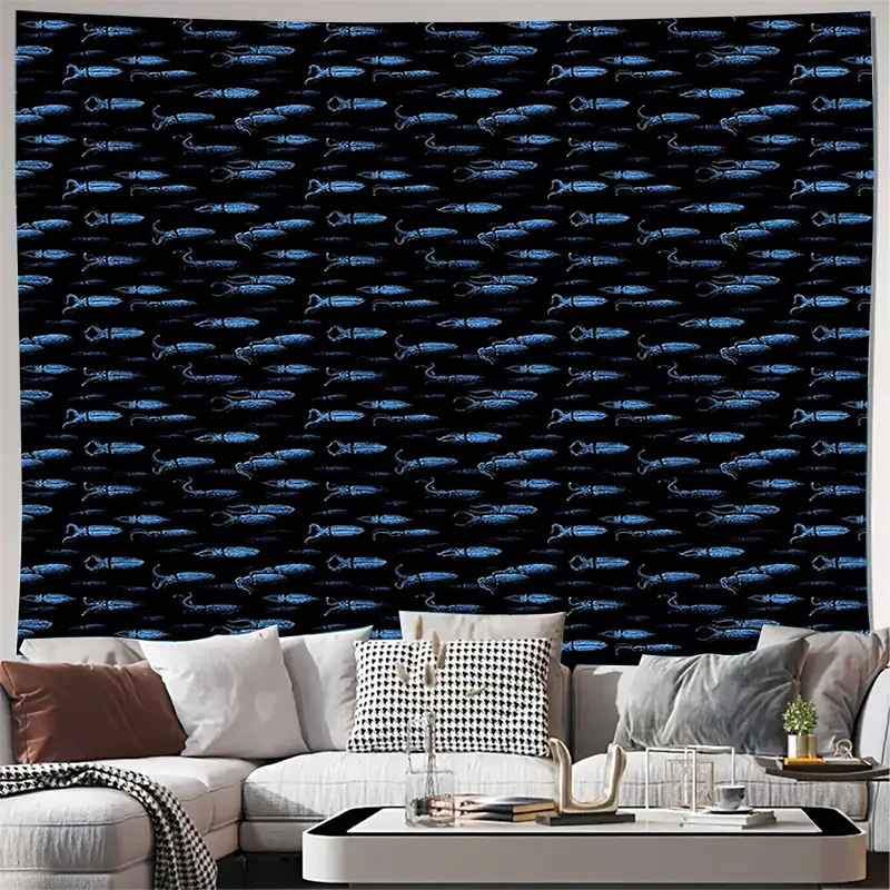 Tapiz de ola de mar, colgante de pared de mar azul, decoración costera, vibraciones de playa, tema náutico, divisor de habitación, decoración de dormitorio, Tranqu de estilo bohemio