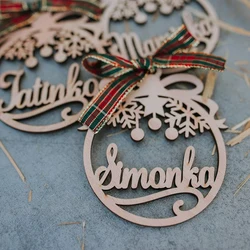 New year's Eve Decorations Personalized Snowflake Ball Christmas Tree Decor Custom Christmas Baubles With Name Wood Gift Tags