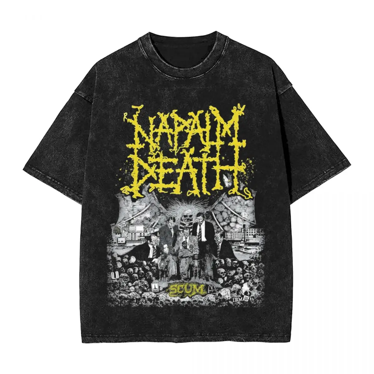 

Винтажная промытая футболка Napalm Death в стиле хип-хоп, уличная одежда большого размера с коротким рукавом, летние топы, футболка для мужчин и женщин